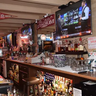 the bar and the television