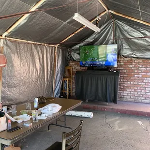 the inside of a tent