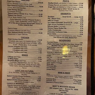 the menu