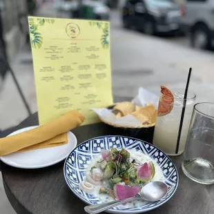 Dominican ceviche and Paloma