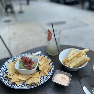 Guacamole and yuca fries