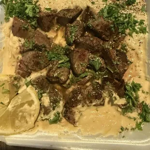 This is the actual Humus Beef Liver you get. Much lesser than what is being shown in their menu photo.
