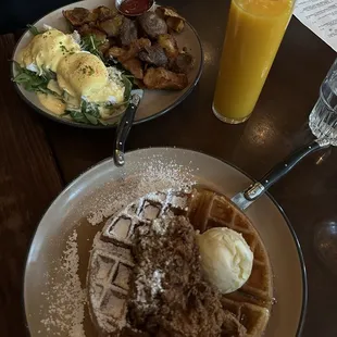 Crab Benedict, Chicken &amp; Waffles