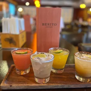 Margarita Flight - Mango, Pomegranate, Classic and Tamrindo Margarita.