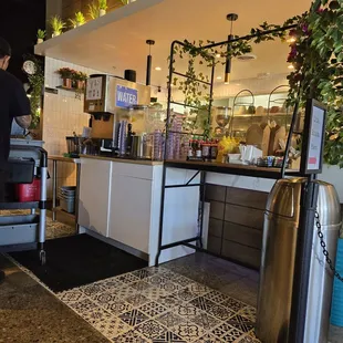 Waiters station and self serve?  Plus tip?