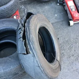 Blow out inner dually tire on 80!