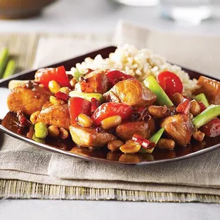 a plate of chicken and vegetables