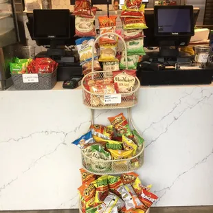 a display of snacks