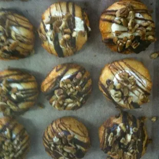a variety of pastries on a tray