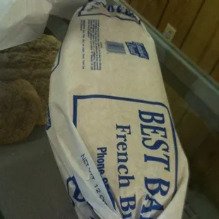 a bag of bread on a counter