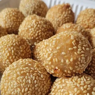 a tray of sesame balls