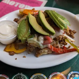 Marie Stack (with eggs on the side, add avocado and sour cream)