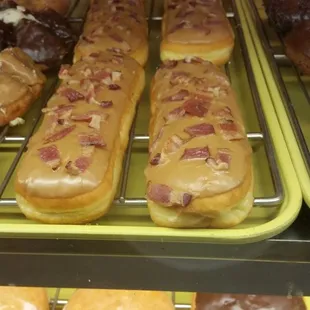 Maple bar with bacon donuts.