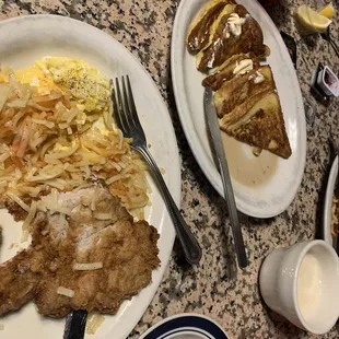 French Toast &amp; Pork Chop breakfast w/ english muffins