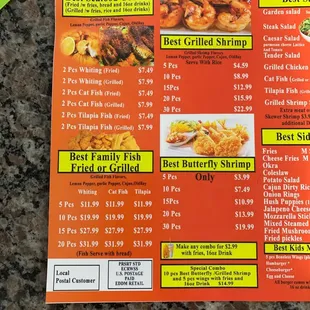 a menu for a restaurant