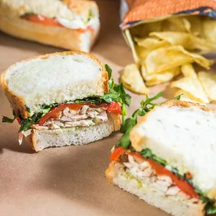 a sandwich and chips