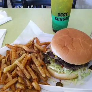 This is the burger i had it was so big i cut it in half