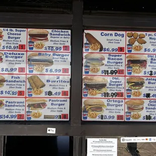 Menu with price increase as of 1/27/24