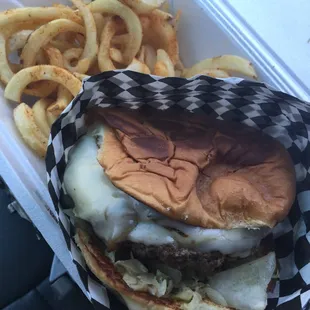 The mushroom Swiss burger