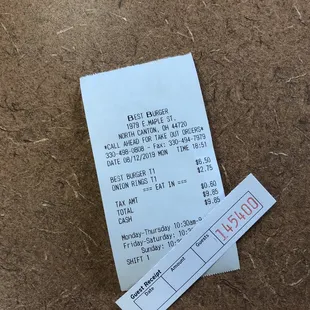 Total for a burger and side
