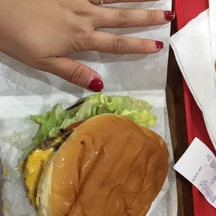 Double best burger combo. Double meat patties, side of crinkle fries, and your choice of a soft drink.