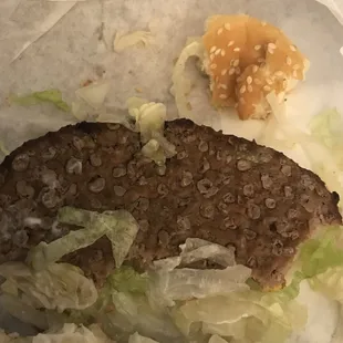 Noticed how my burger looked half way through eating it. YUCK! So gross