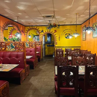 the interior of a mexican restaurant