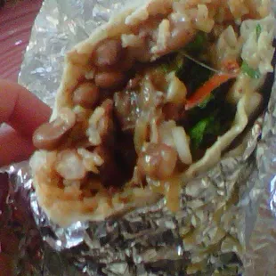 Large beef teriyaki burrito with the works.  So satisfying!