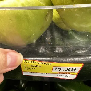 The name of this smiley little fruit is squash chayote. Have no idea what it tastes like but it is certainly happy.