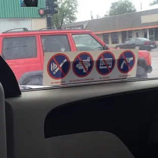 No smoking sign but still all the cabs smell like cigarettes and their dirty cabs. Never cleaned or maintenance with dead roaches.