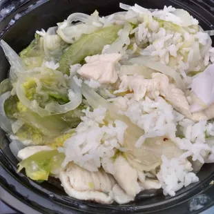 Mucus chicken/ not fried noodle.