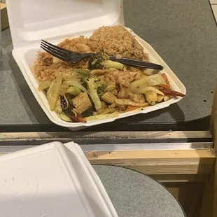 a take out box of food