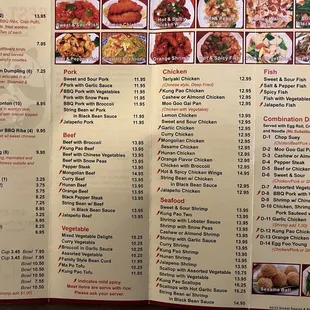 Most recent menu 9/23/22 but they already increased the prices for pork entrees to $12.95 on our receipt.