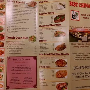 Back of menu