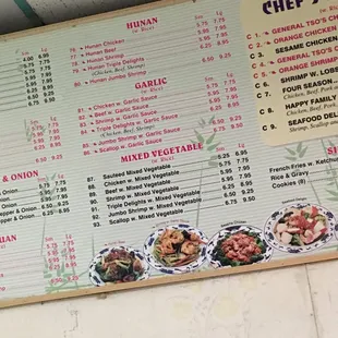 a menu for a restaurant