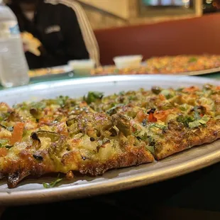 a pizza on a pan