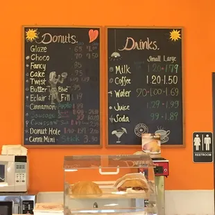 donuts and drinks on the wall