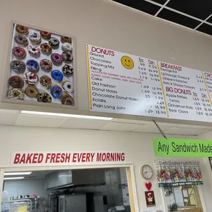 a menu for a bakery