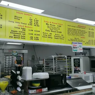 Menu board with back area in backround.