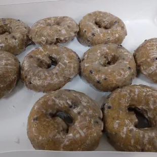 a dozen donuts in a box