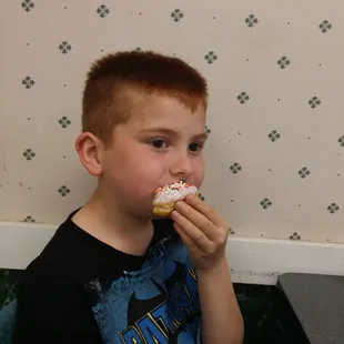 Where else would we take the nephew for breakfast? Only the best for this big guy.  donut holes with chocolate and sprinkles.