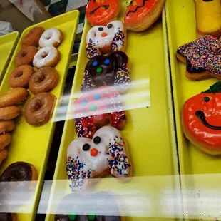 a variety of doughnuts on display