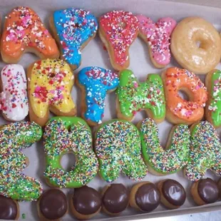 a variety of donuts in a box