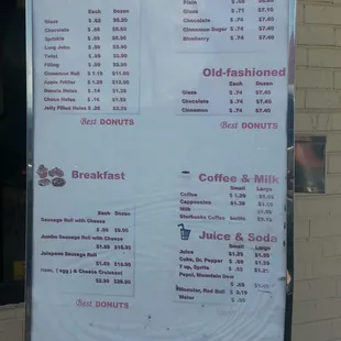Drive through menu.