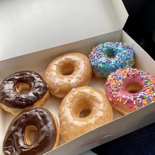 Plain Glazed Donut Iced Donut and Sprinkles