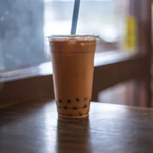 Thai milk tea with boba