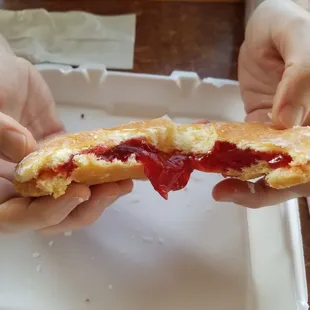 Inside of the raspberry filled