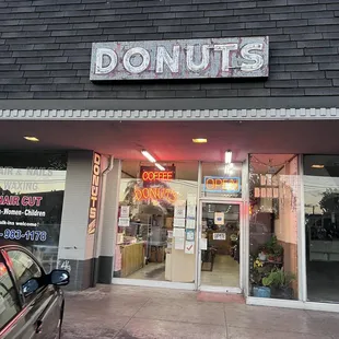 the front of a donut shop