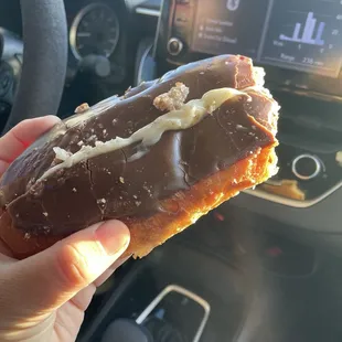 chocolate custard creme filled long john