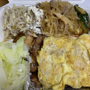 Bbq chicken &amp; fish jun mixed plate